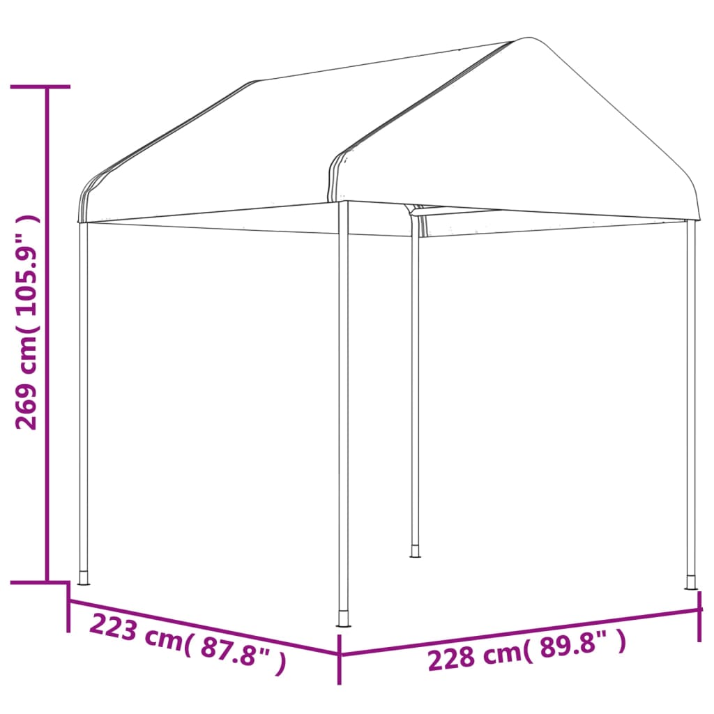 vidaXL Gazebo with Roof White 2.28x2.23x2.69 m Polyethylene
