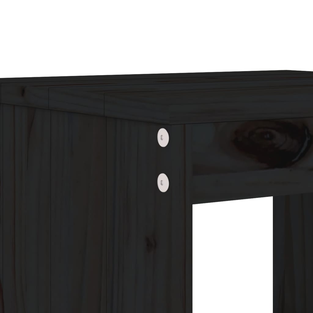 vidaXL 3 Piece Garden Bar Set Black Solid Wood Pine