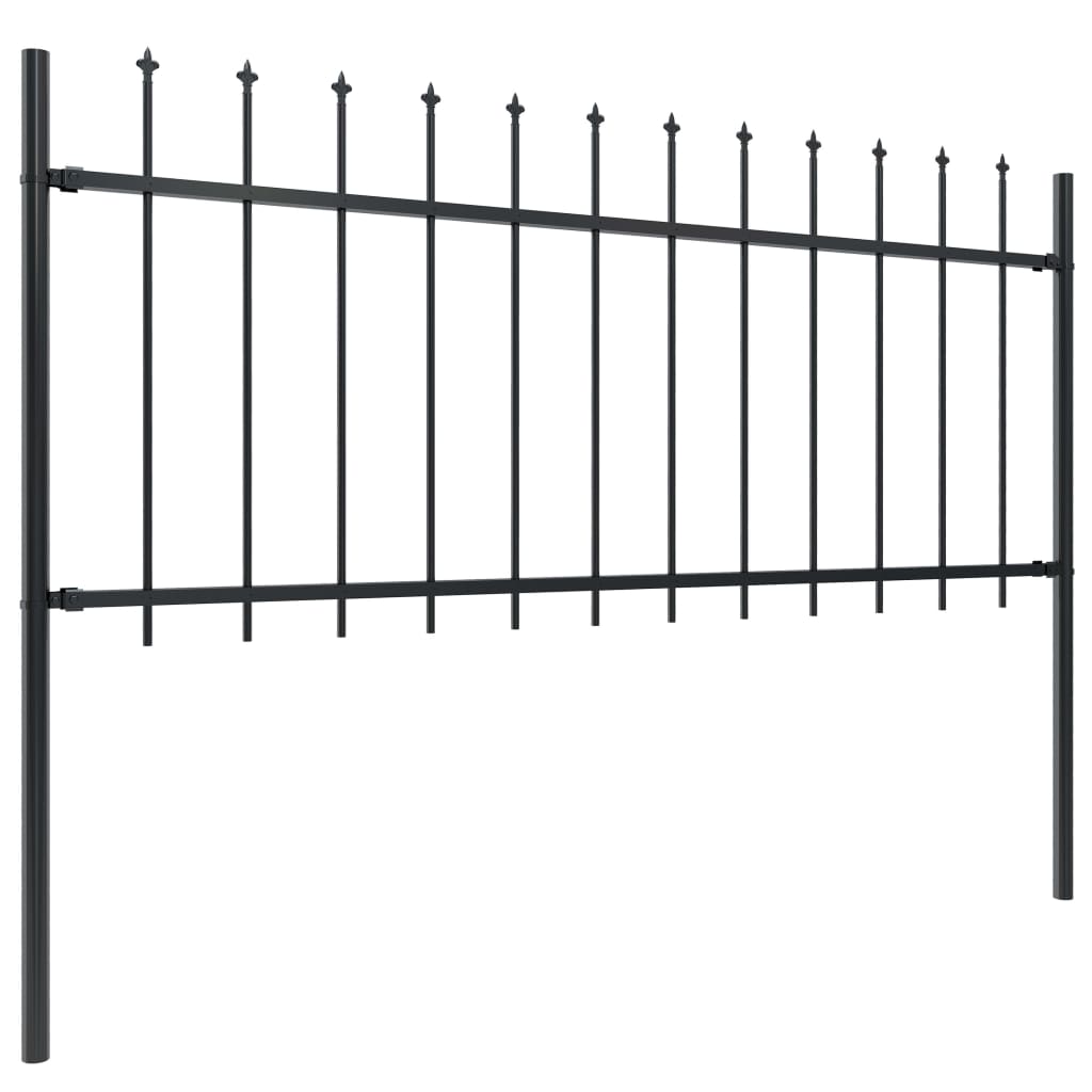 vidaXL Garden Fence with Spear Top Steel 13.6x0.8 m Black