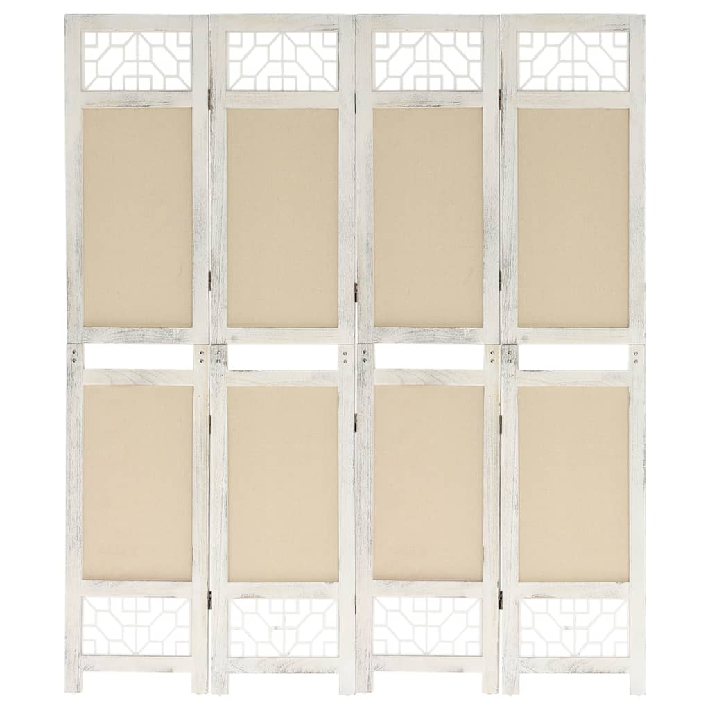 vidaXL 4-Panel Room Divider Cream 140x165 cm Fabric