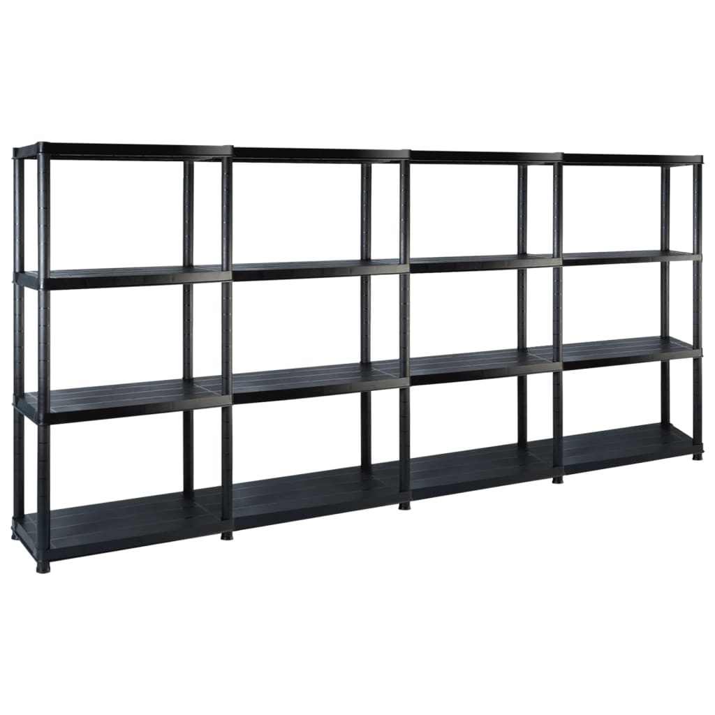 vidaXL Storage Shelf 4-Tier Black 244x30.5x130 cm Plastic
