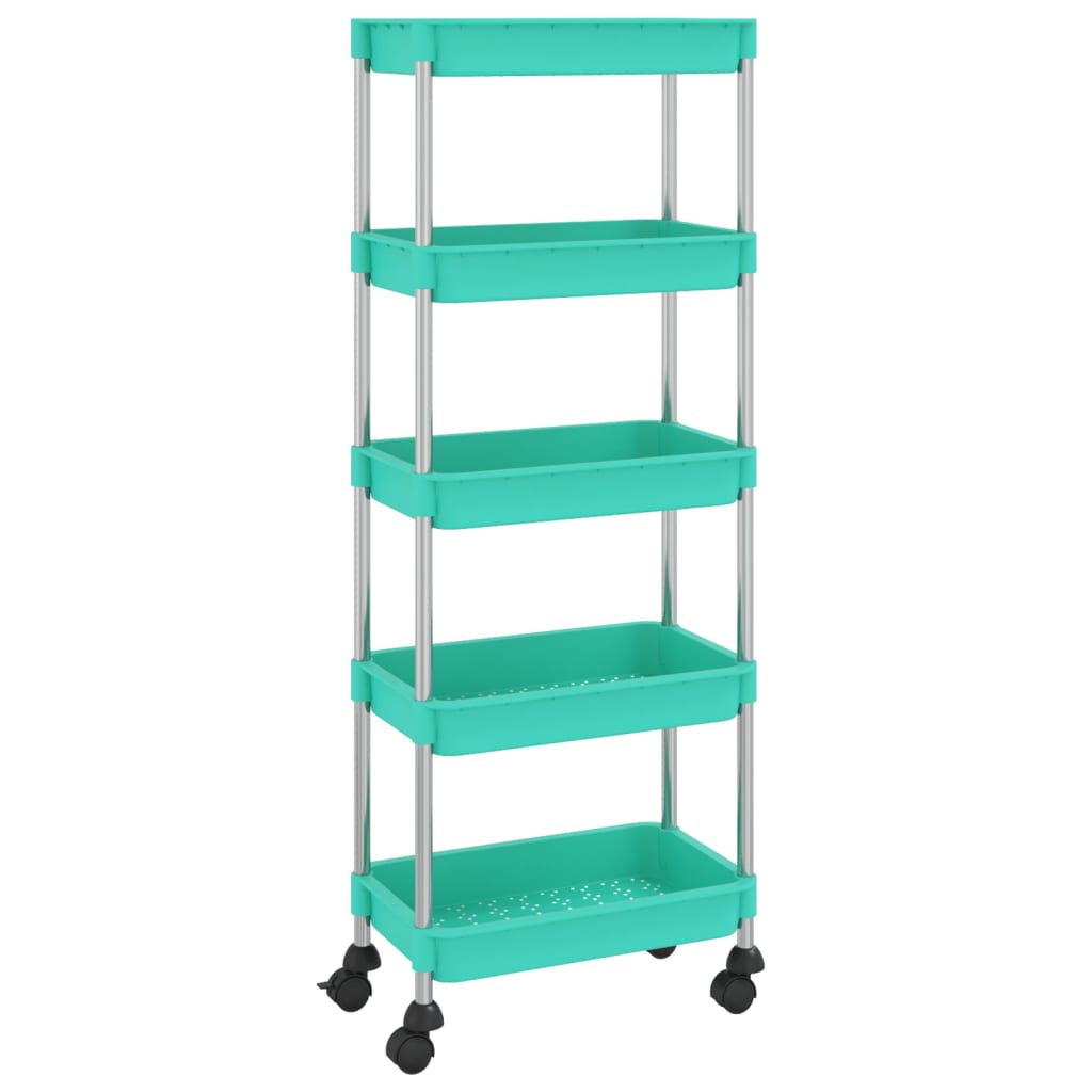 vidaXL 5-Tier Kitchen Trolley Turquoise 42x29x128 cm Iron and ABS