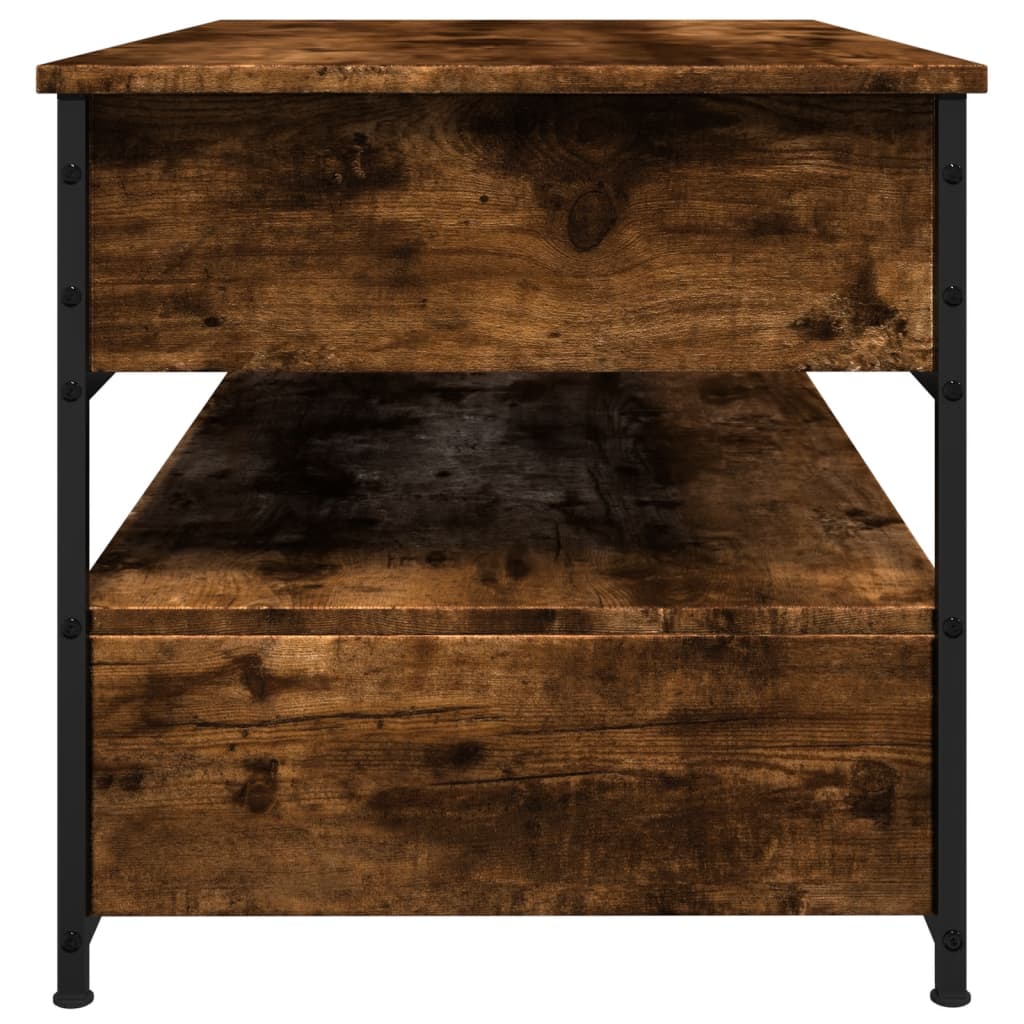 vidaXL Coffee Table Smoked Oak 85x50x50 cm Engineered Wood and Metal