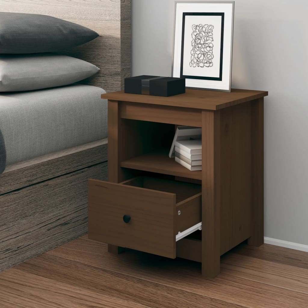 vidaXL Bedside Cabinet Honey Brown 40x35x49 cm Solid Wood Pine