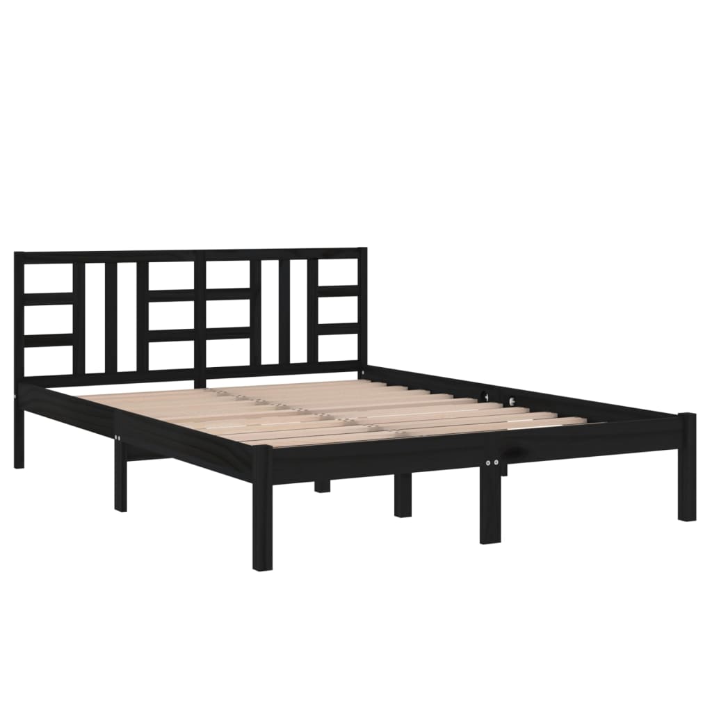 vidaXL Bed Frame Black Solid Wood 140x190 cm