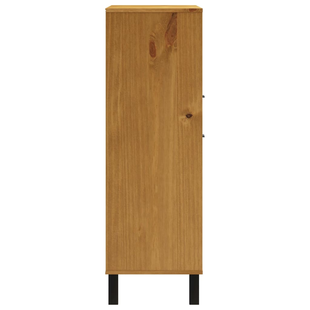 vidaXL Highboard with Glass Door FLAM 92x40x122.5 cm Solid Wood Pine