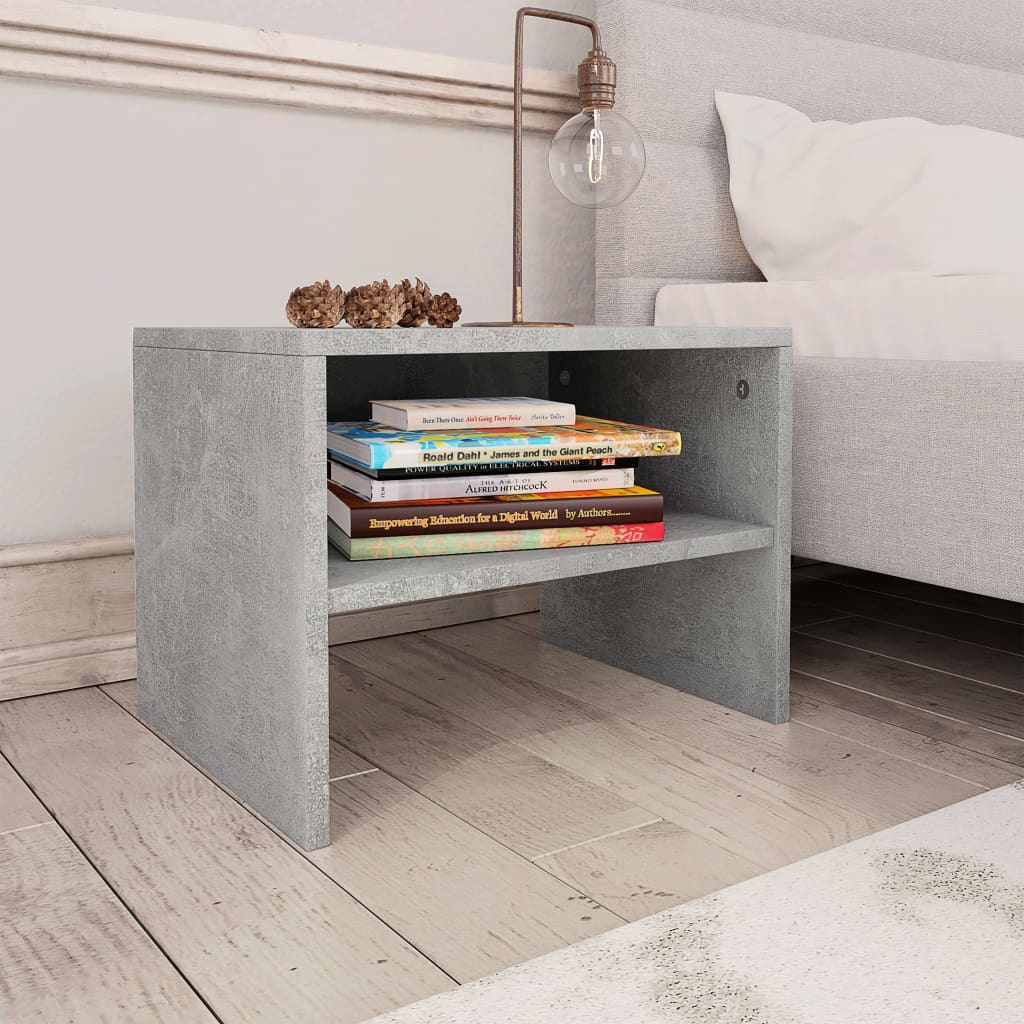 vidaXL Bedside Cabinet Concrete Grey 40x30x30 cm Chipboard