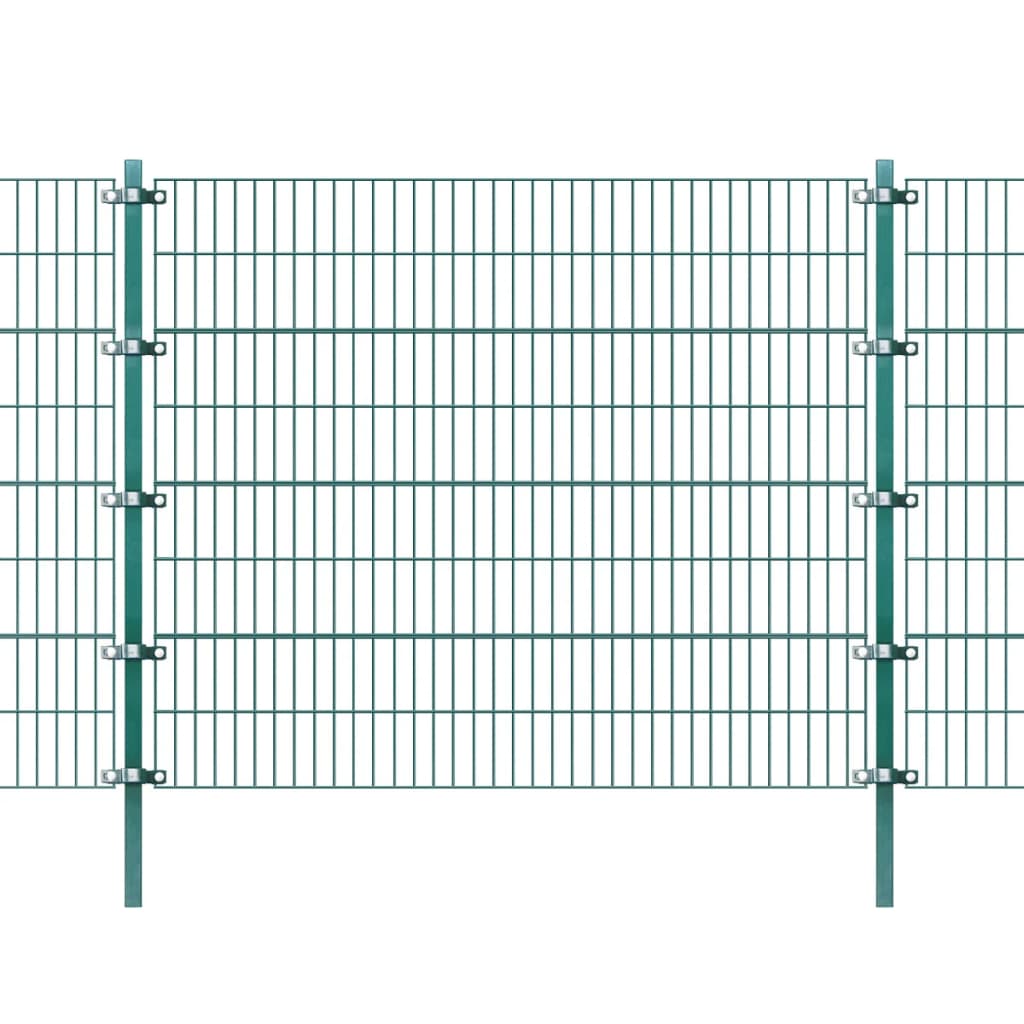 vidaXL Fence Panel with Posts Powder-coated Iron 6x1.6 m Green