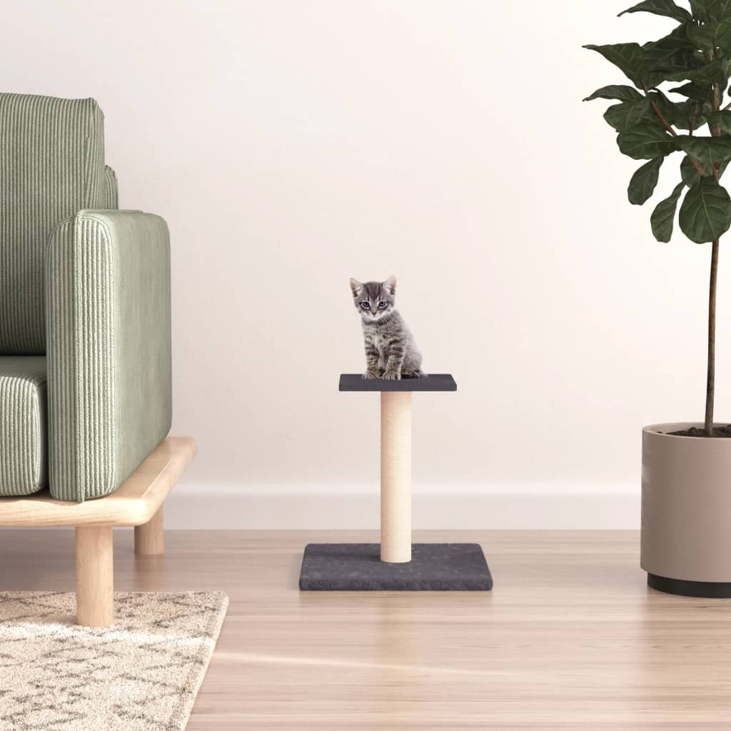 vidaXL Cat Scratching Post with Platform Dark Grey 38 cm