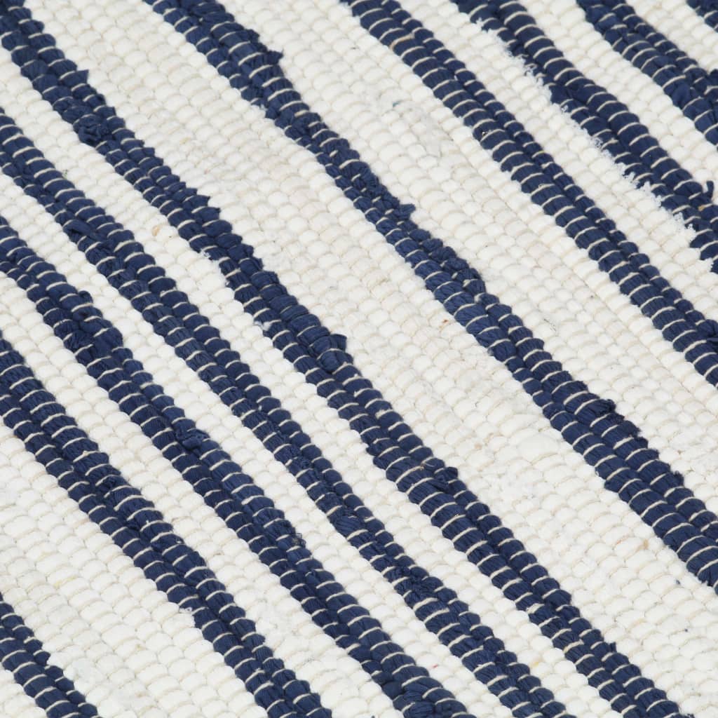 vidaXL Hand-woven Chindi Rug Cotton 200x290 cm Blue and White