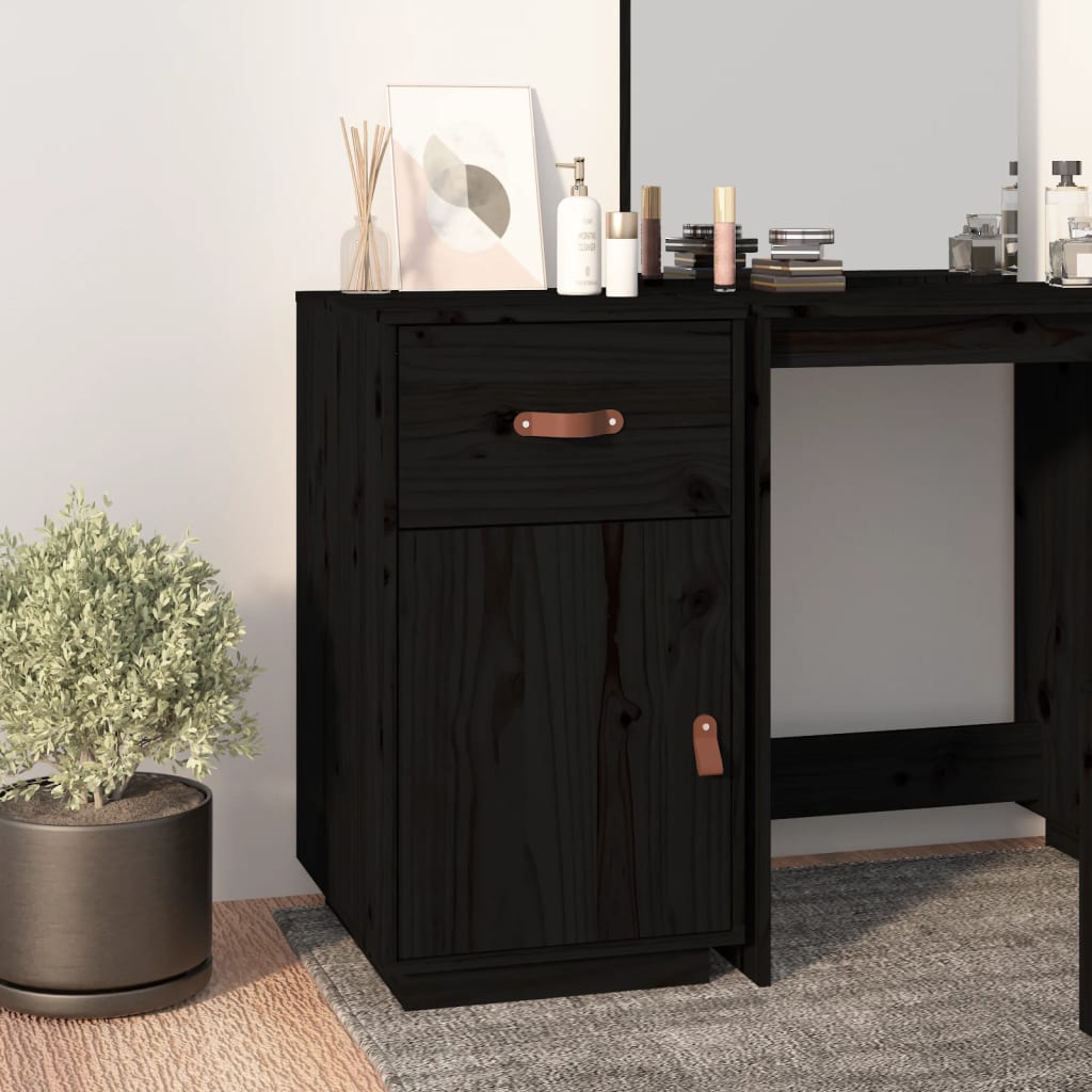 vidaXL Desk Cabinet Black 40x50x75 cm Solid Wood Pine