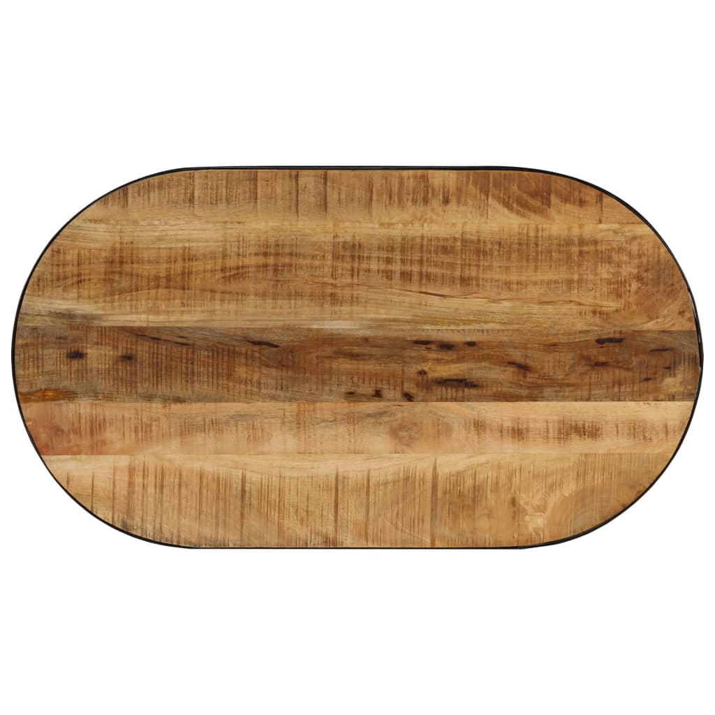 vidaXL Coffee Table Oval Solid Rough Mango Wood and Steel 100 cm
