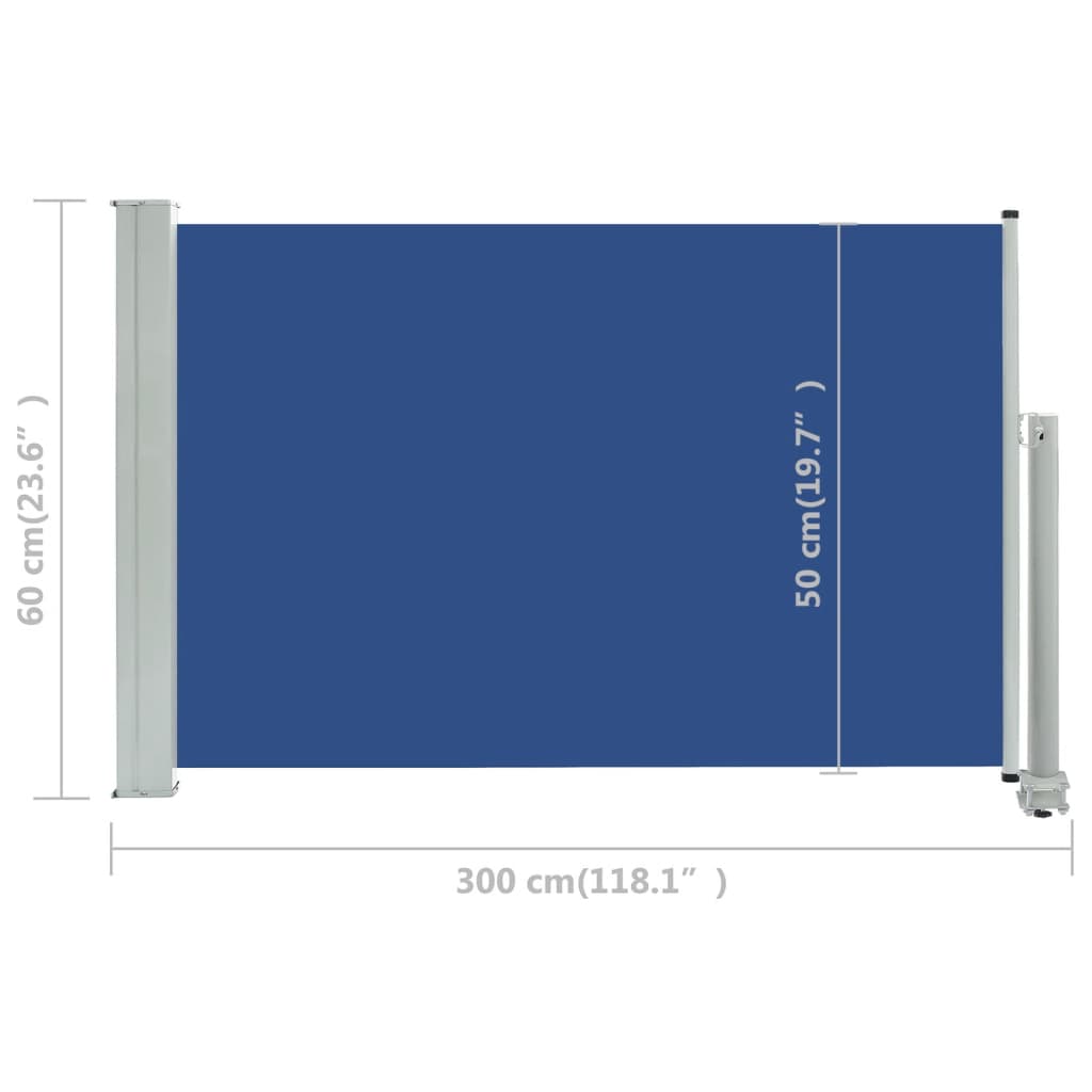 vidaXL Patio Retractable Side Awning 60x300 cm Blue