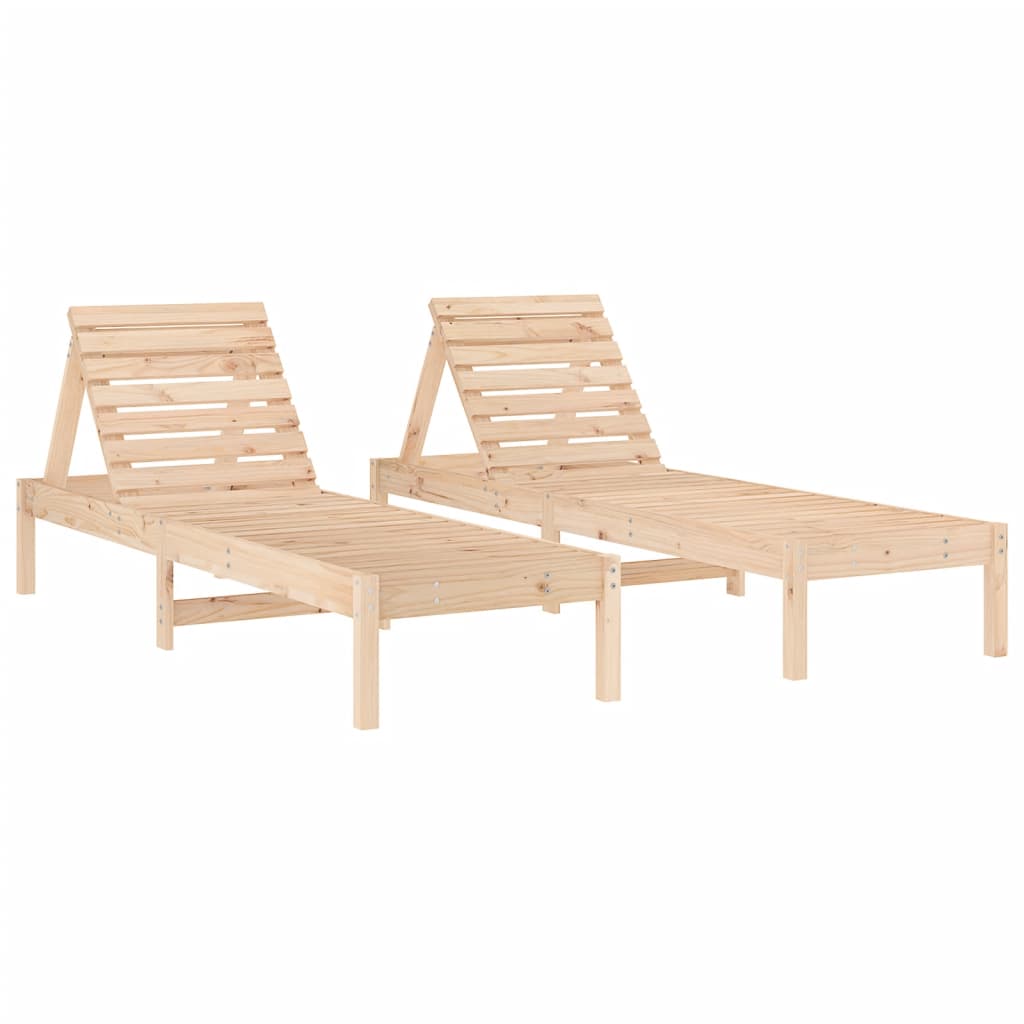 vidaXL Sun Loungers 2 pcs with Table Solid Wood Pine