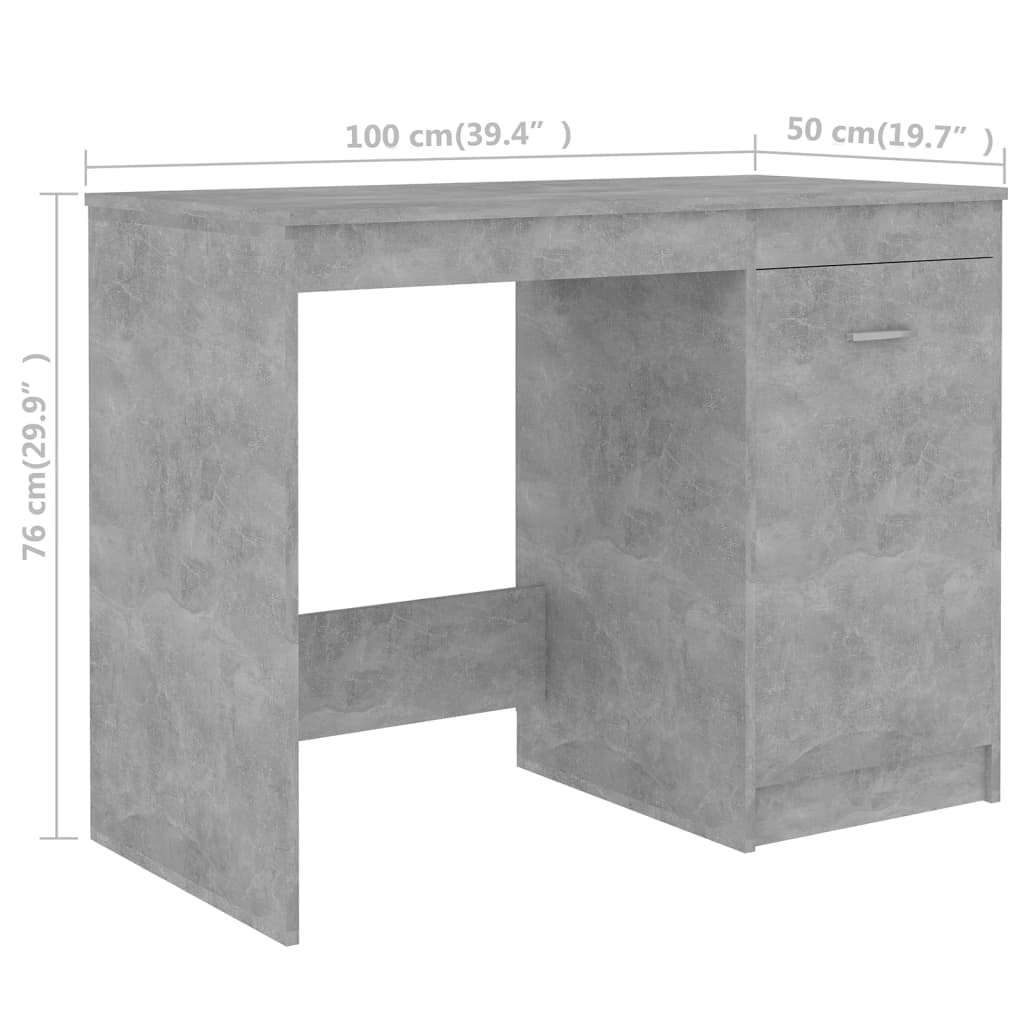 vidaXL Desk Concrete Grey 140x50x76 cm Chipboard