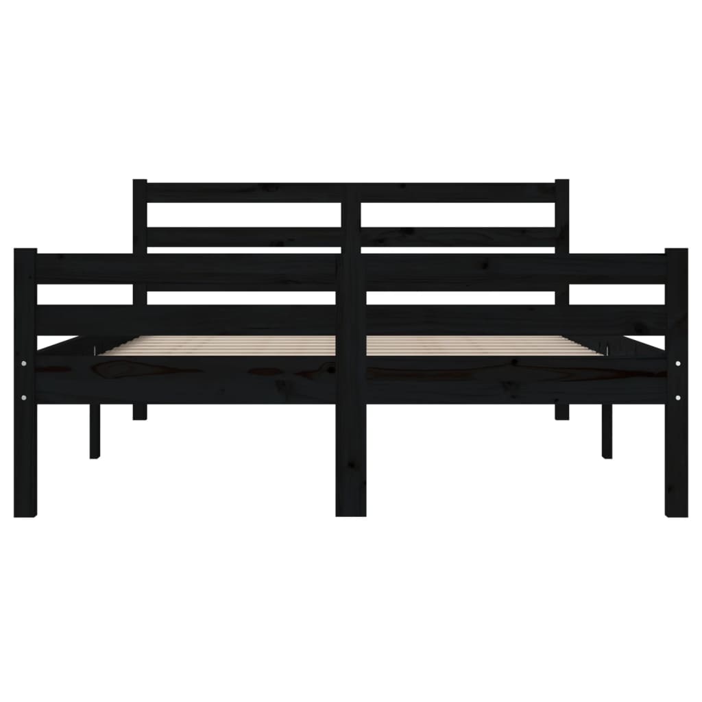 vidaXL Bed Frame Black Solid Wood 120x190 cm Small Double