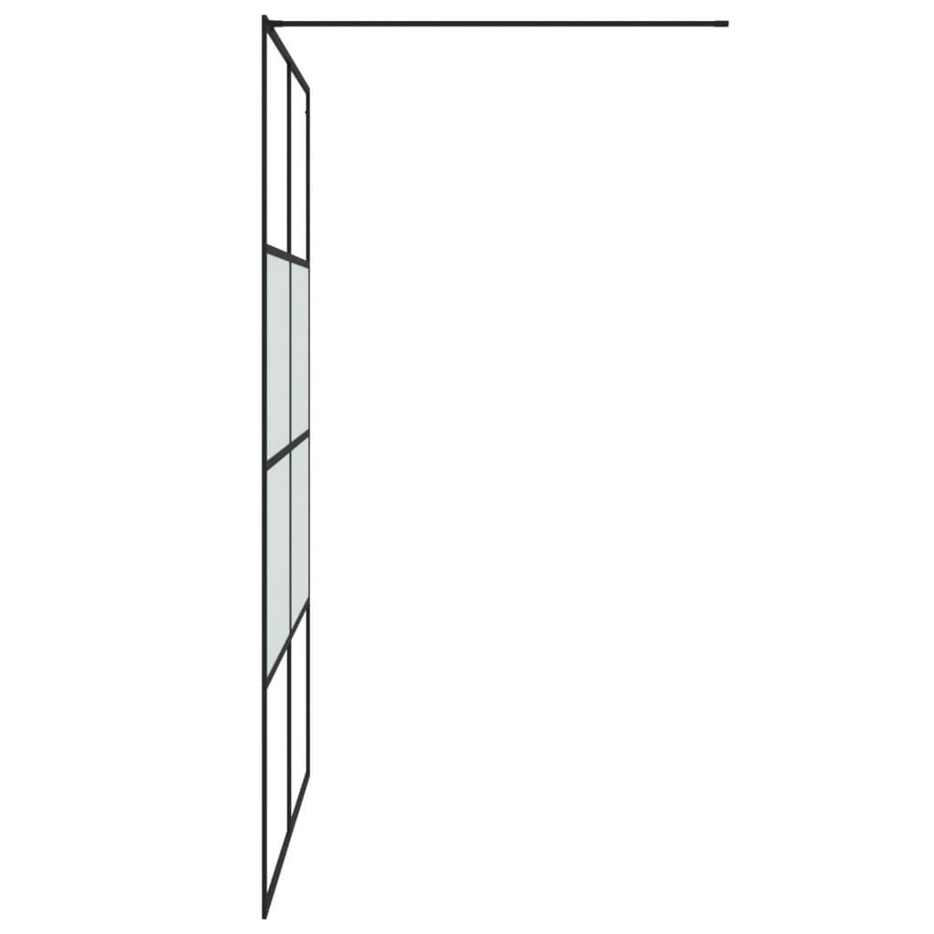 vidaXL Walk-in Shower Wall Black 140x195 cm Half Frosted ESG Glass
