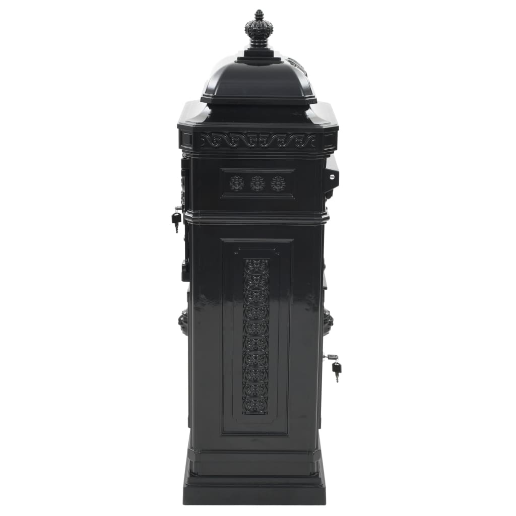 vidaXL Pillar Letterbox Aluminium Vintage Style Rustproof Black