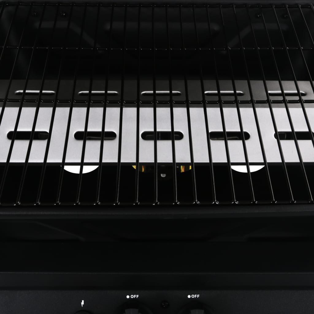 vidaXL Gas BBQ Grill with 3-layer Side Table Black
