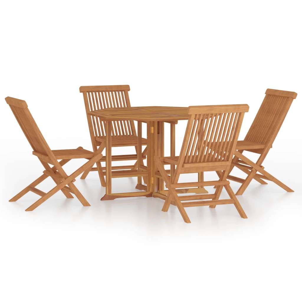vidaXL 5 Piece Folding Outdoor Dining Set Solid Wood Teak