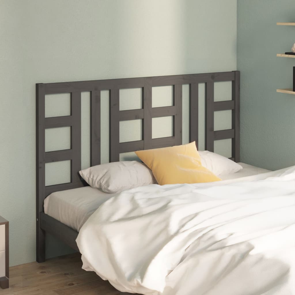 vidaXL Bed Headboard Grey 146x4x100 cm Solid Wood Pine