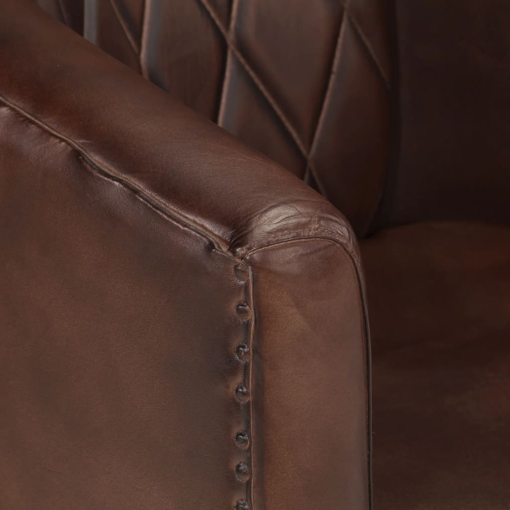 vidaXL Tub Chair Light Brown Real Leather