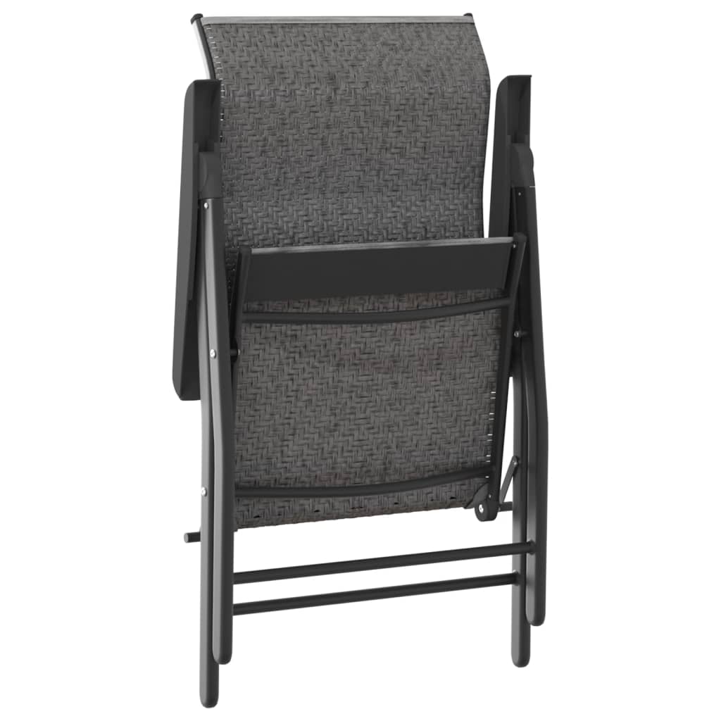 vidaXL Folding Garden Chairs 4 pcs Grey Poly Rattan