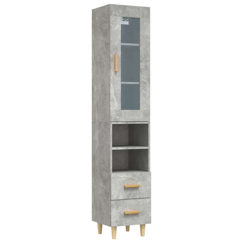 vidaXL Highboard Concrete Grey 34.5x34x180 cm Engineered Wood