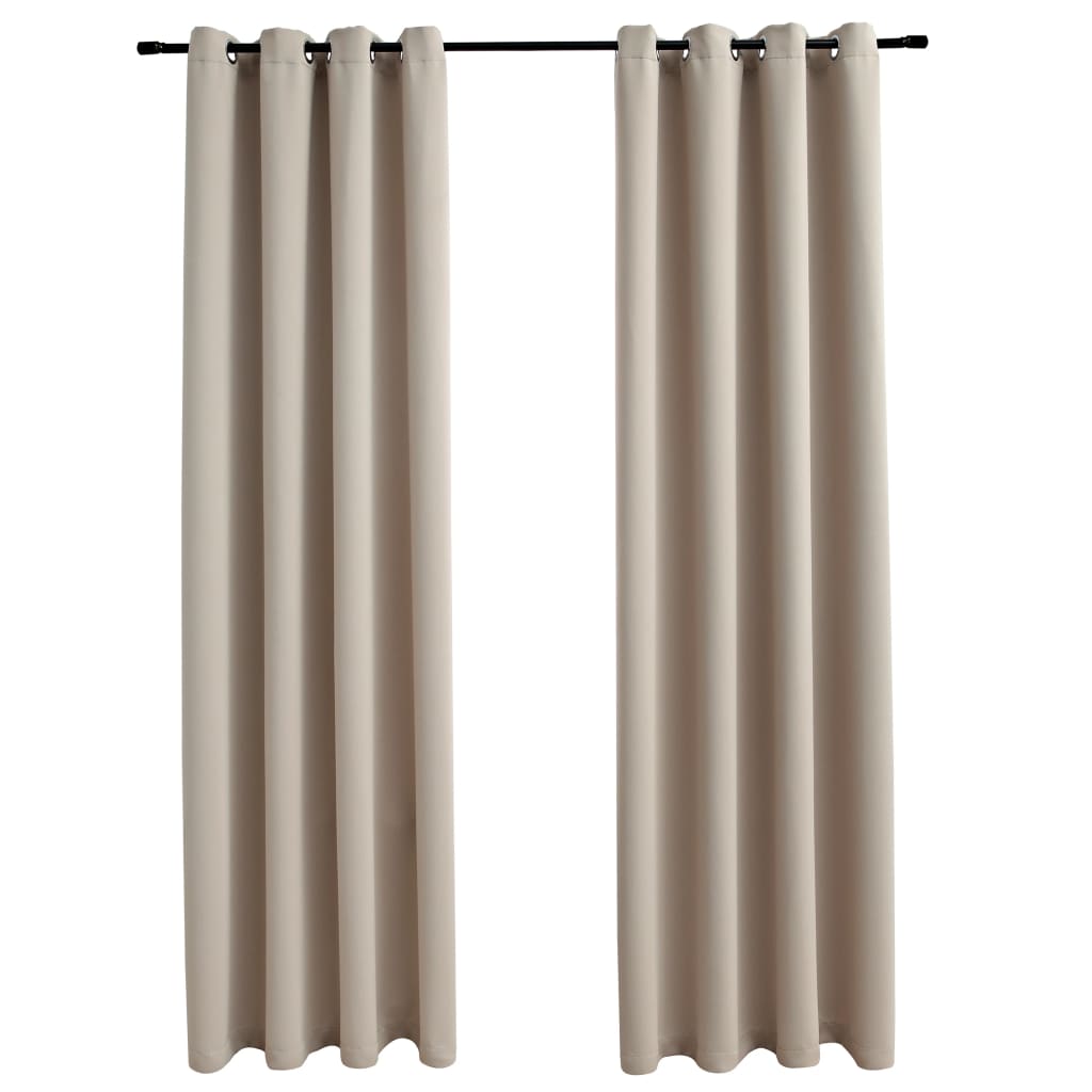 vidaXL Blackout Curtains with Metal Rings 2 pcs Beige 140x245 cm