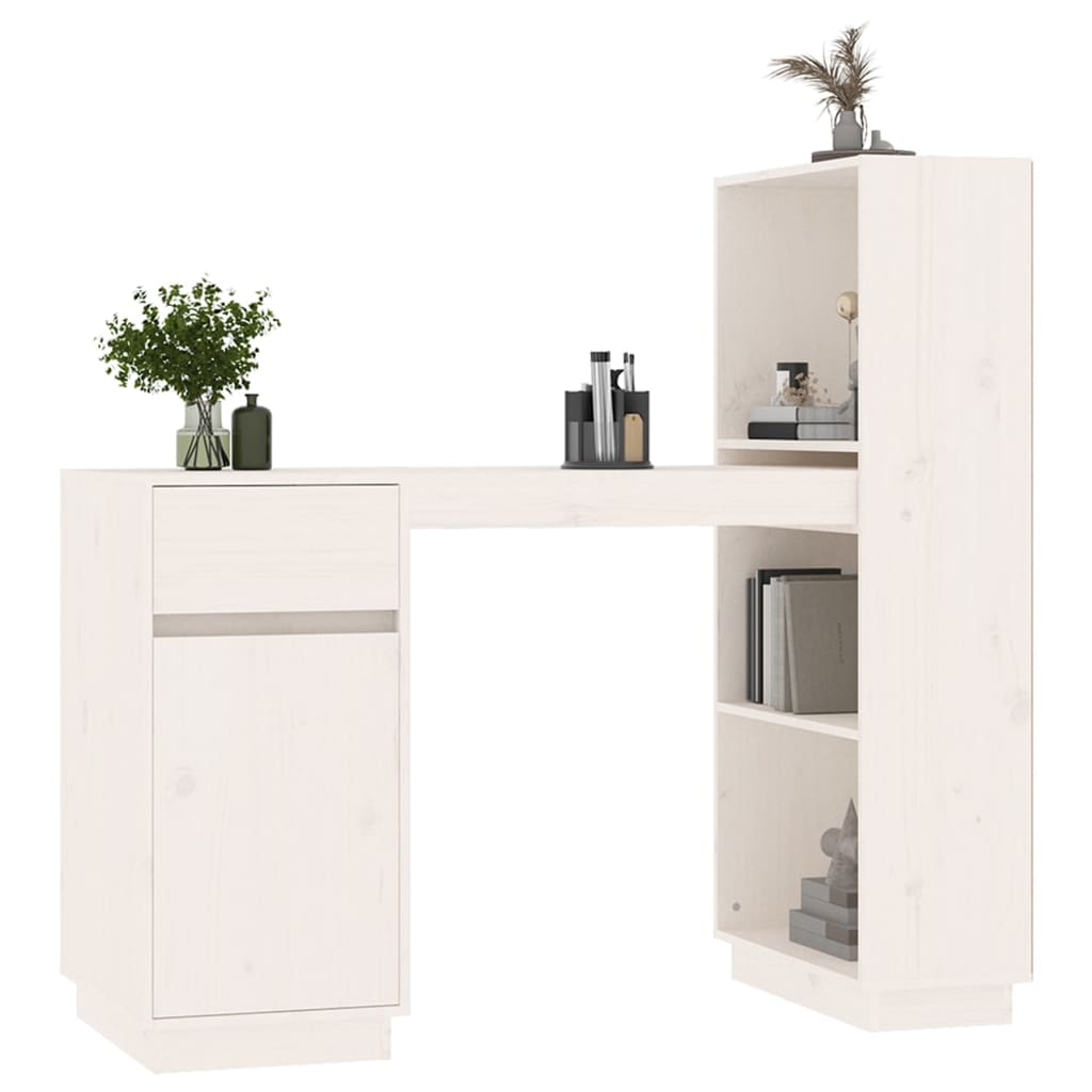 vidaXL Desk White 110x53x117 cm Solid Wood Pine