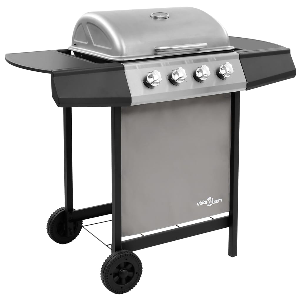vidaXL Gas BBQ Grill with 4 Burners Black and Silver