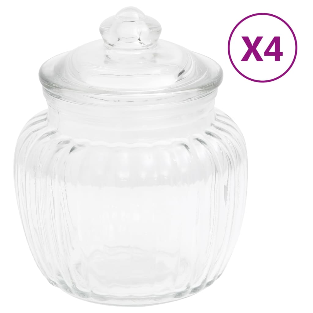 vidaXL Storage Jars 4 pcs 500 ml Glass