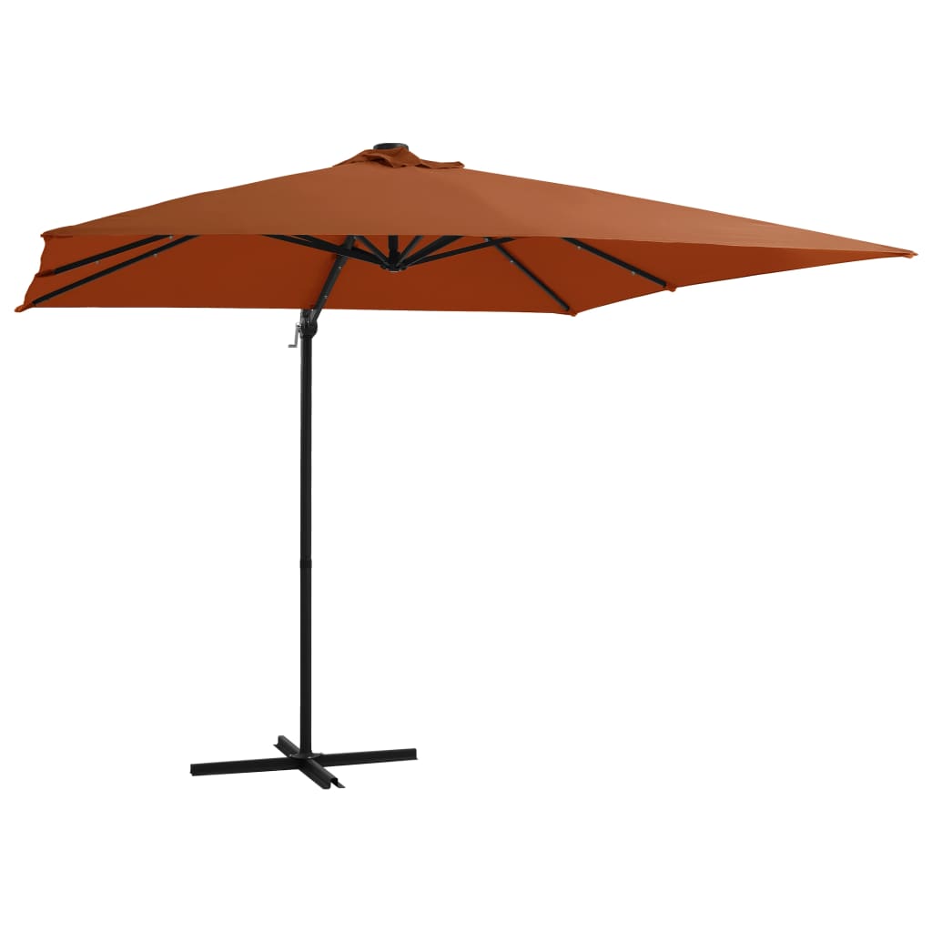 vidaXL Cantilever Umbrella with LED lights Terracotta 250x250 cm