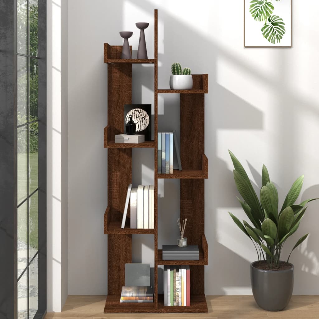vidaXL Book Cabinet 48x25.5x140 cm Brown Oak Engineered Wood