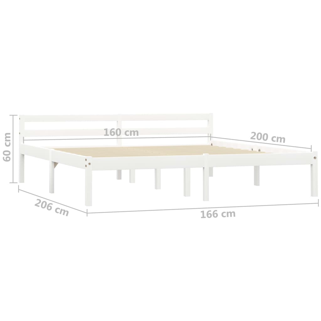 vidaXL Bed Frame White Solid Pine Wood 160x200 cm