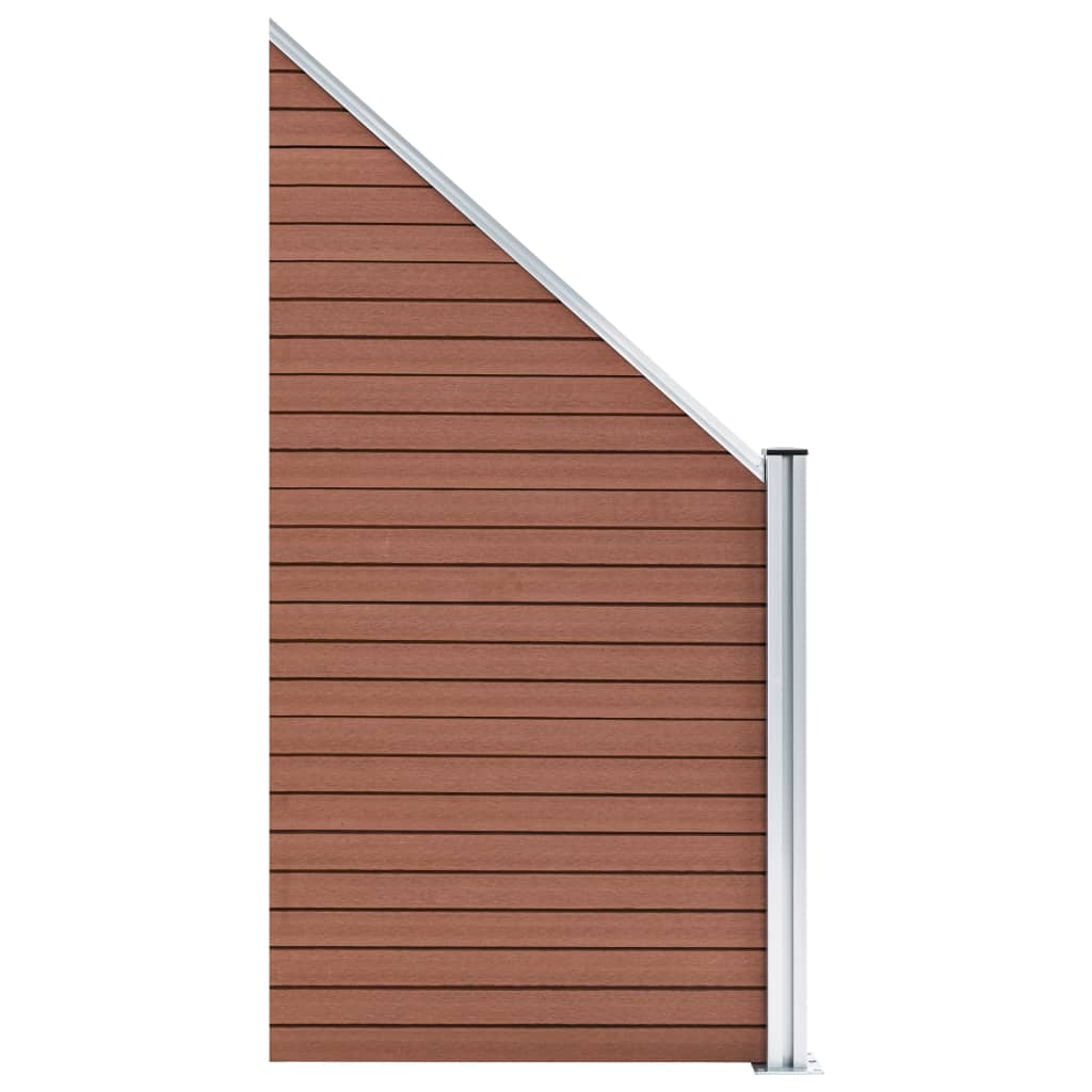 vidaXL WPC Fence Set 8 Square + 1 Slanted 1484x186 cm Brown
