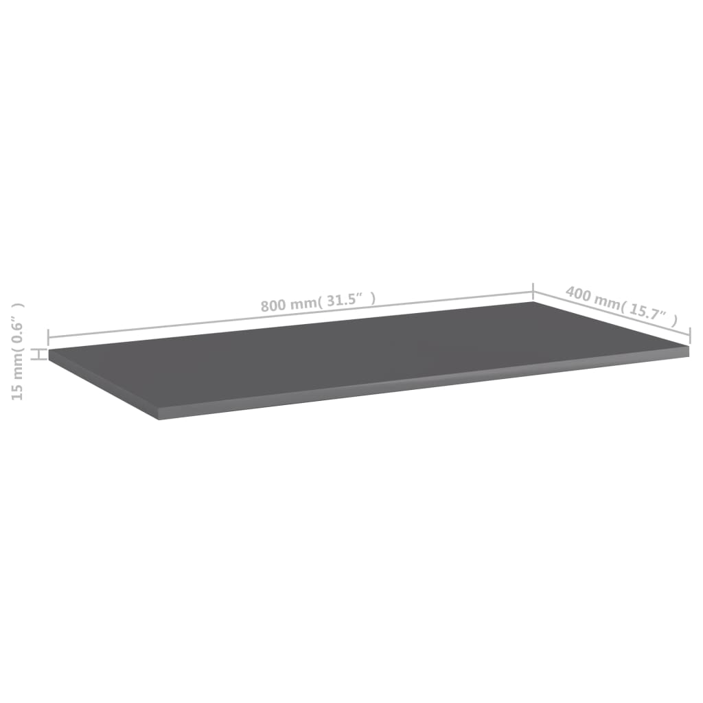 vidaXL Bookshelf Boards 8 pcs High Gloss Grey 80x40x1.5 cm Engineered Wood