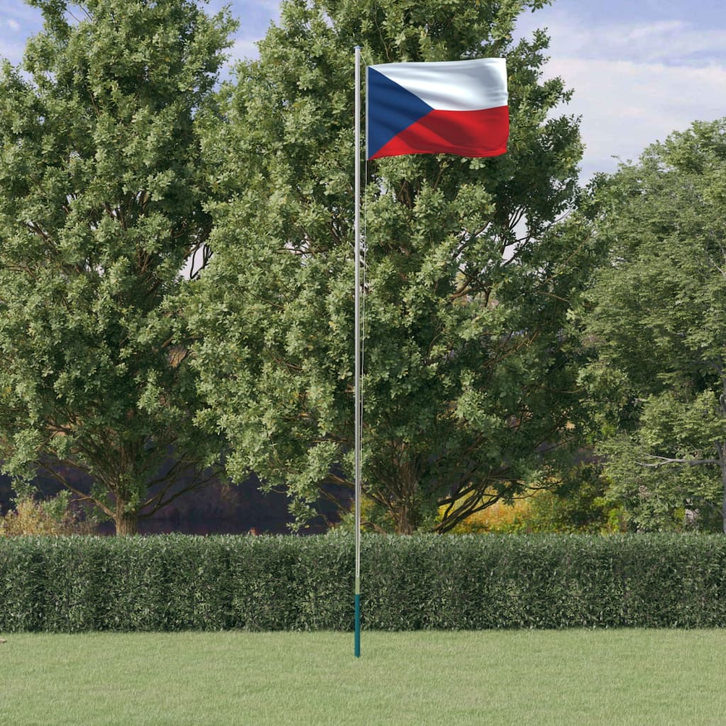 vidaXL Czech Flag and Pole 6.23 m Aluminium