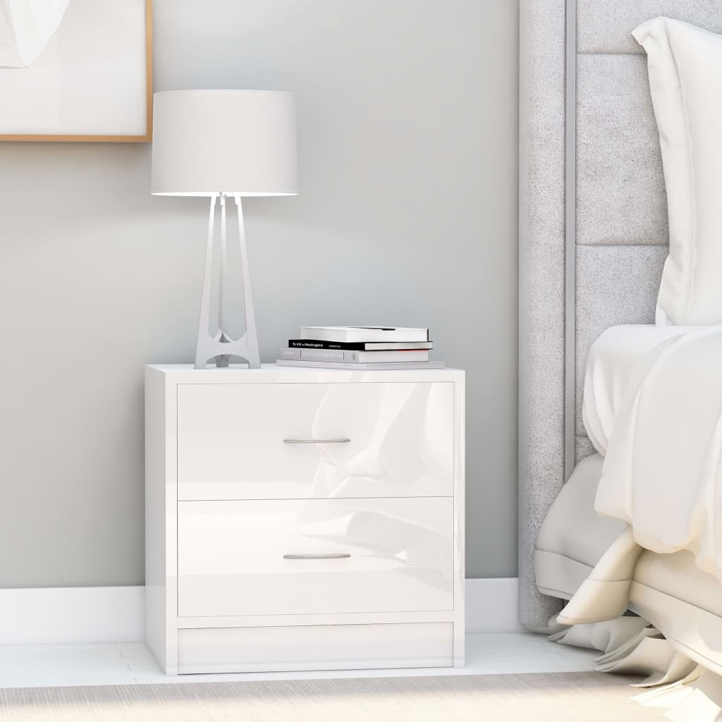 vidaXL Bedside Cabinet High Gloss White 40x30x40 cm Engineered Wood