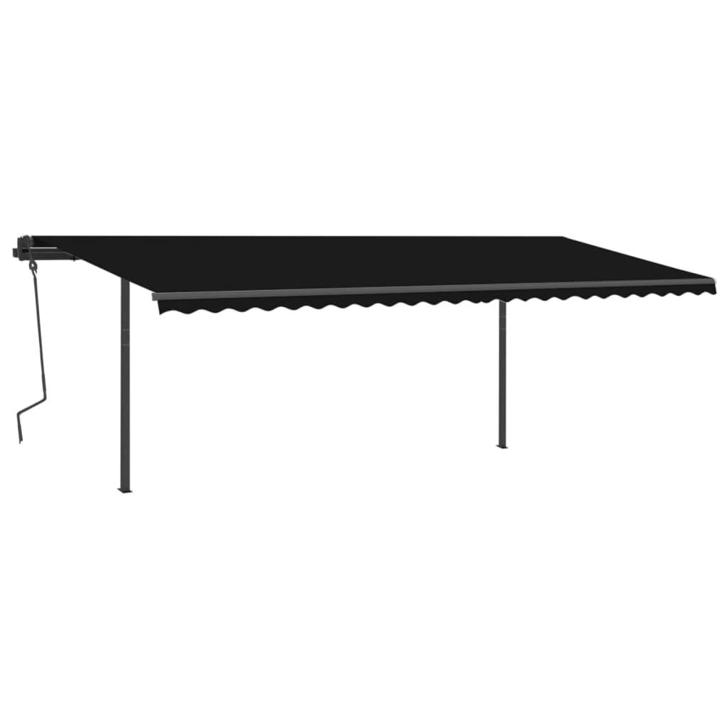 vidaXL Manual Retractable Awning with Posts 6x3.5 m Anthracite