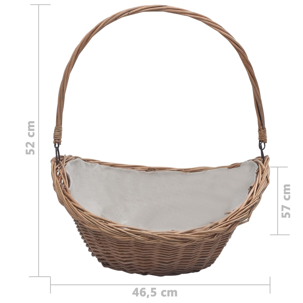 vidaXL Firewood Basket with Handle 57x46.5x52 cm Brown Willow