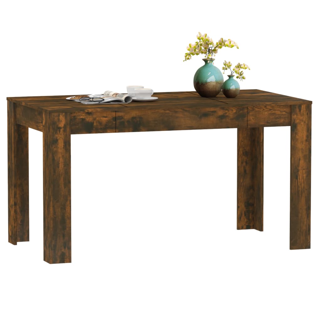 vidaXL Dining Table Smoked Oak 140x74.5x76 cm Engineered Wood
