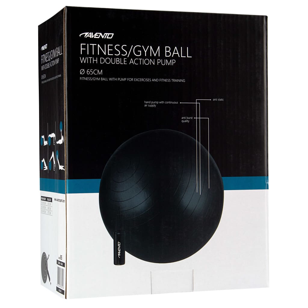 Avento Fitness/Gym Ball + Pump Dia. 65 cm Black