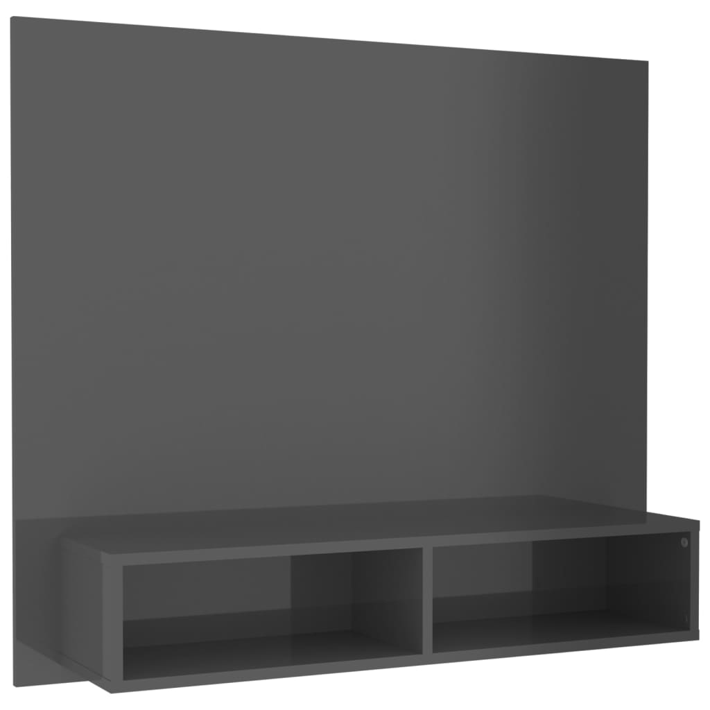 vidaXL Wall TV Cabinet High Gloss Grey 102x23.5x90 cm Engineered Wood