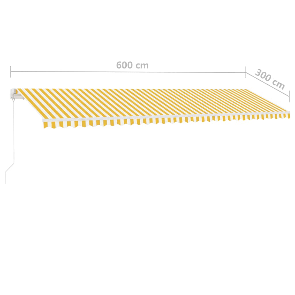 vidaXL Freestanding Manual Retractable Awning 600x300 cm Yellow/White