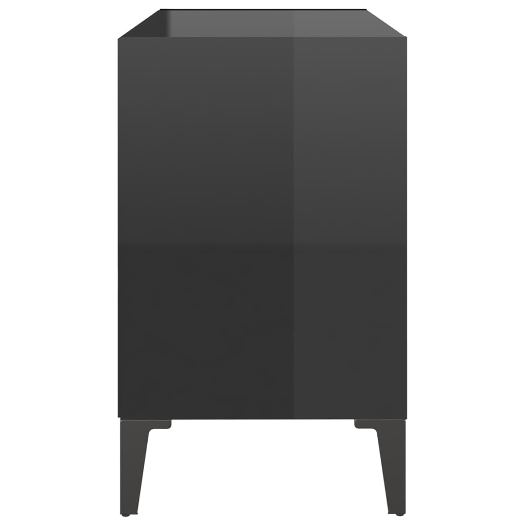 vidaXL TV Cabinet with Metal Legs High Gloss Black 69.5x30x50 cm