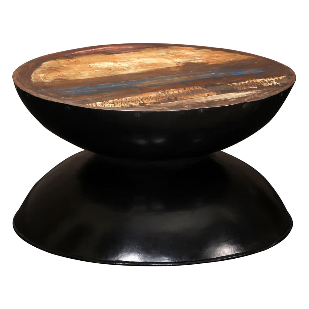vidaXL Coffee Table Solid Reclaimed Wood Black Base 60x60x33 cm