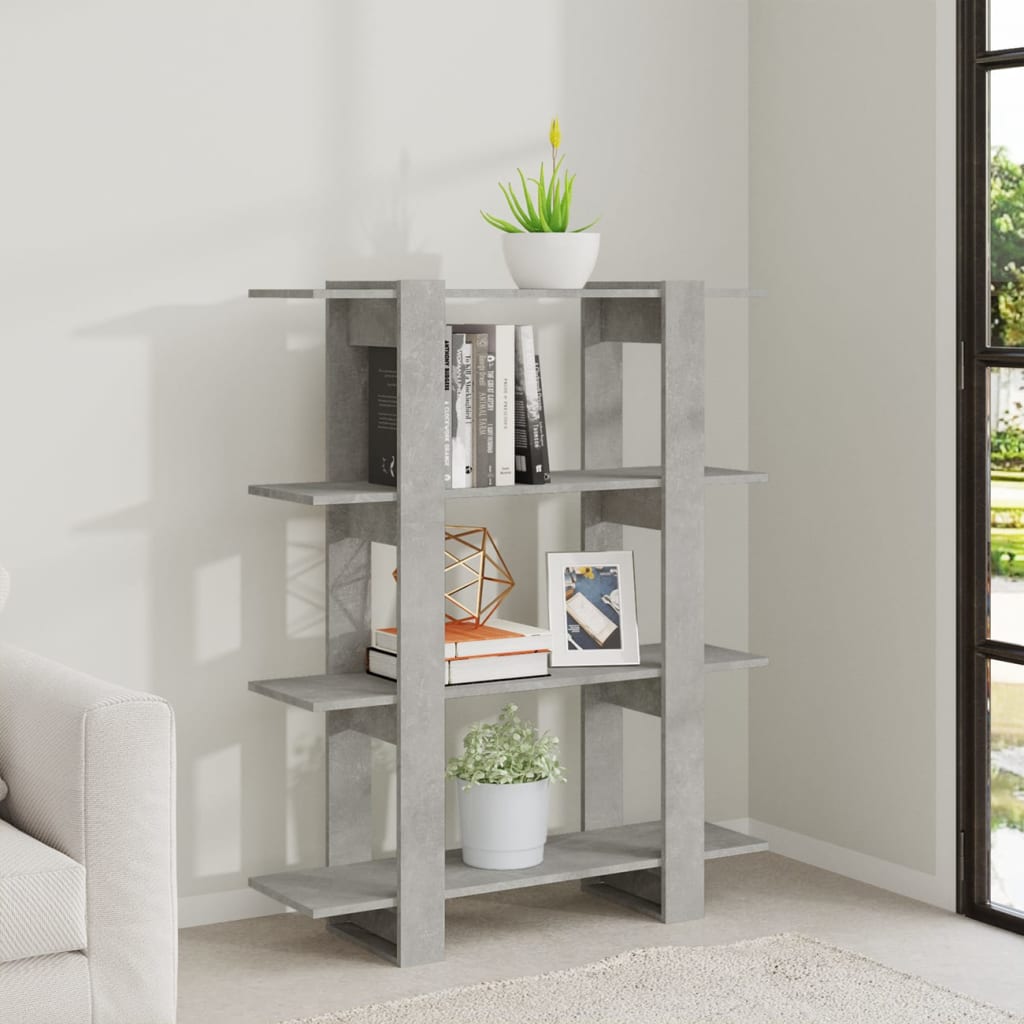 vidaXL Book Cabinet/Room Divider Concrete Grey 100x30x123.5 cm