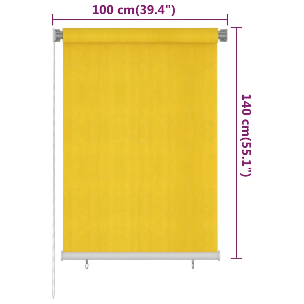 vidaXL Outdoor Roller Blind 100x140 cm Yellow HDPE
