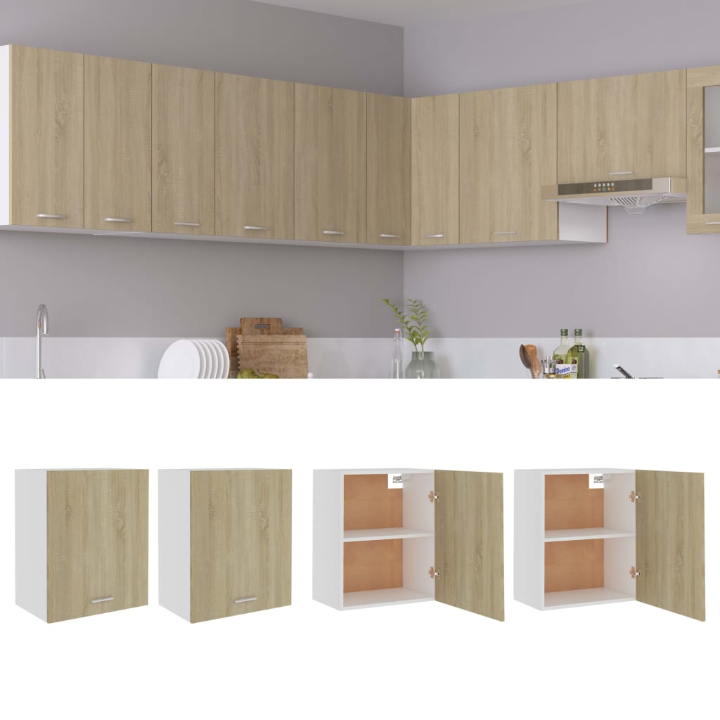 vidaXL Hanging Cabinets 2 pcs Sonoma Oak 50x31x60 cm Engineered Wood